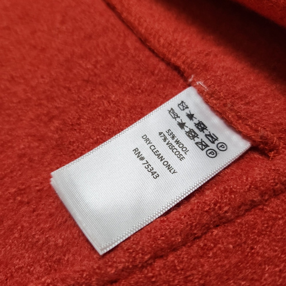 Tahari Womens Boiled Wool Moto Style Jacket Size XS Orange Asymmetrical Zip - Picture 10 of 13